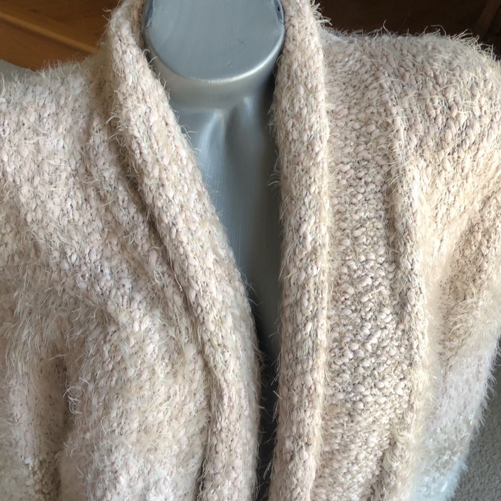 CUPIO BEIGE AND CREAM SOFT EYELASH CARDIGAN SWEATER - Picture 2 of 4